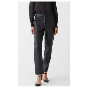 J Crew Kate Straight Leg Pants in Faux Leather Black Size 10 Tall, EUC